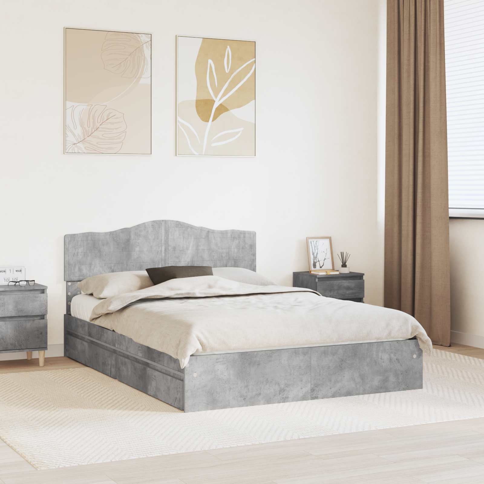 Storage Bed 140 x 190 cm Engineered Wood