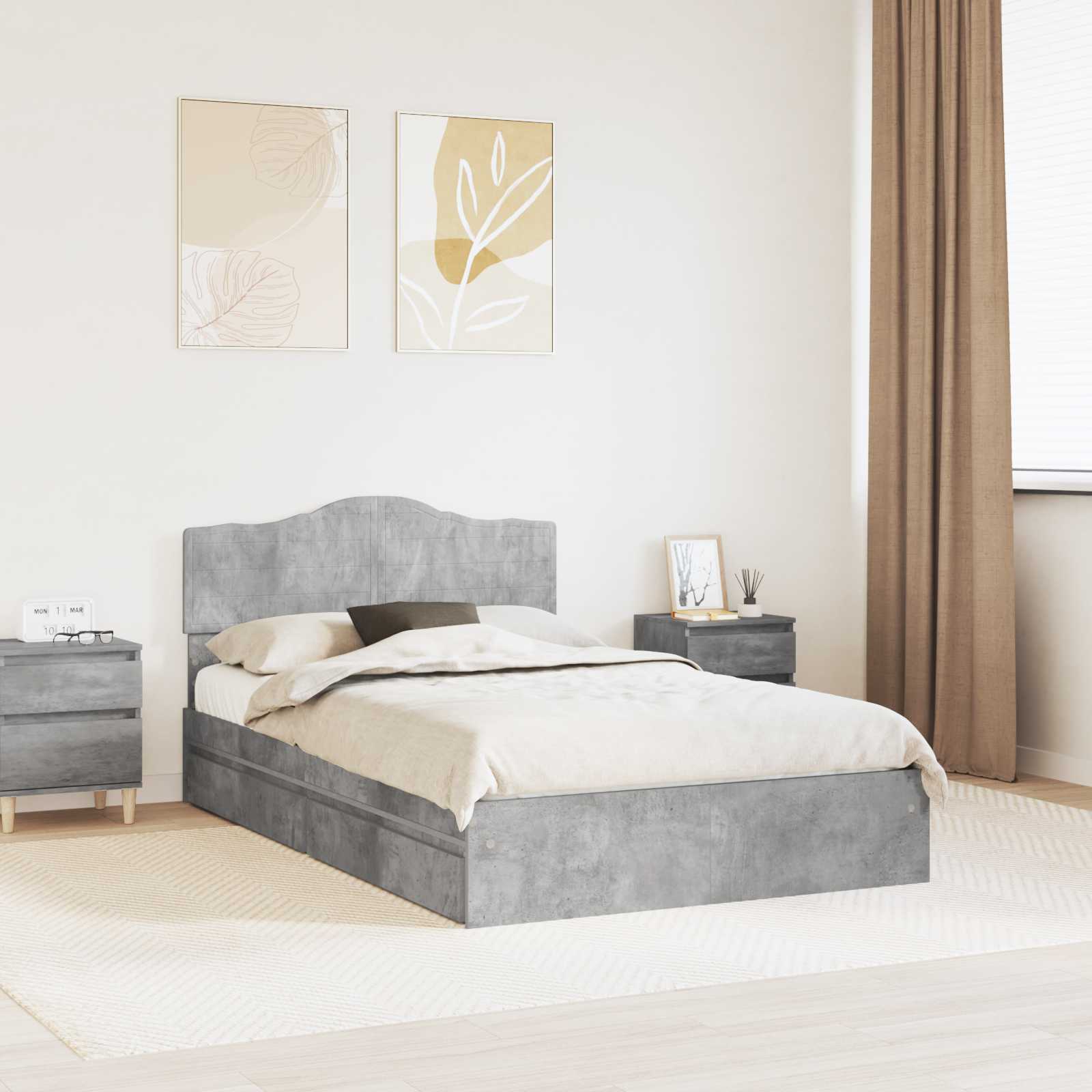 Storage Bed 140 x 190 cm Engineered Wood