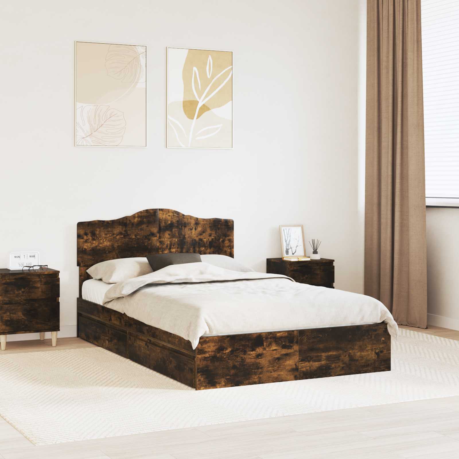 Storage Bed 140 x 190 cm Engineered Wood