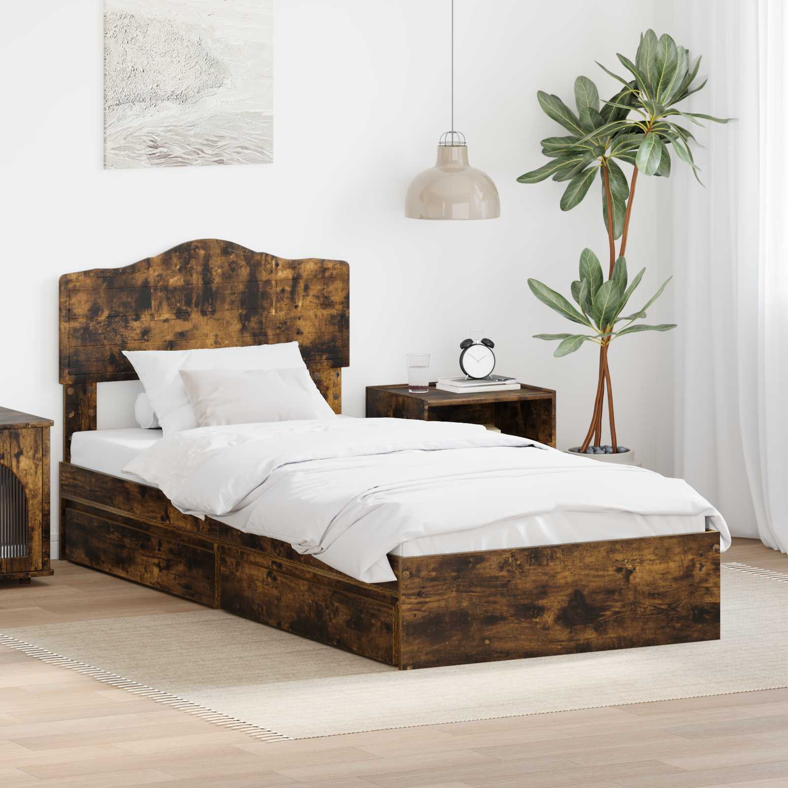 Storage Bed 140 x 190 cm Engineered Wood