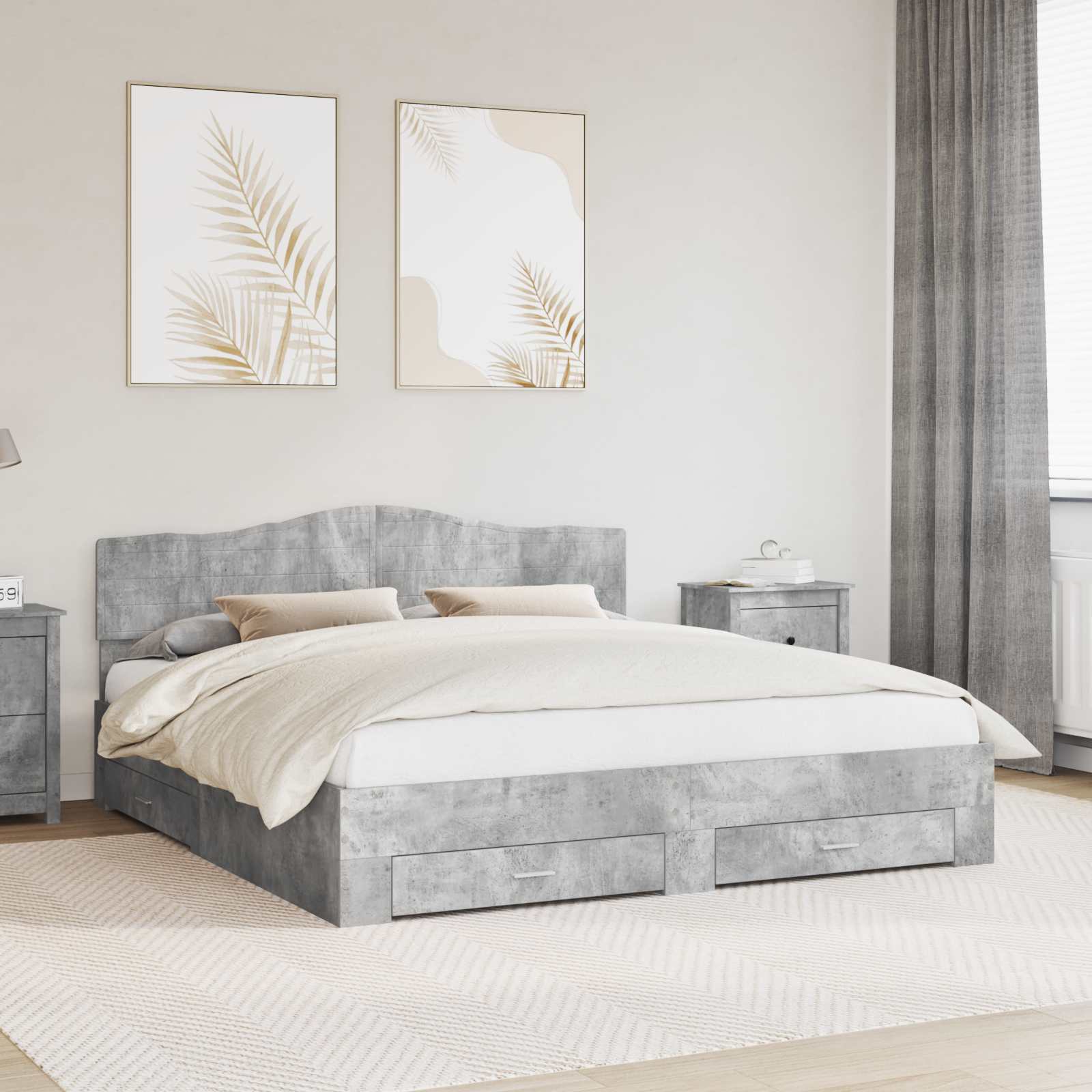 Estructura de cama con cabecera Gris Concreto 100 x 200 cm