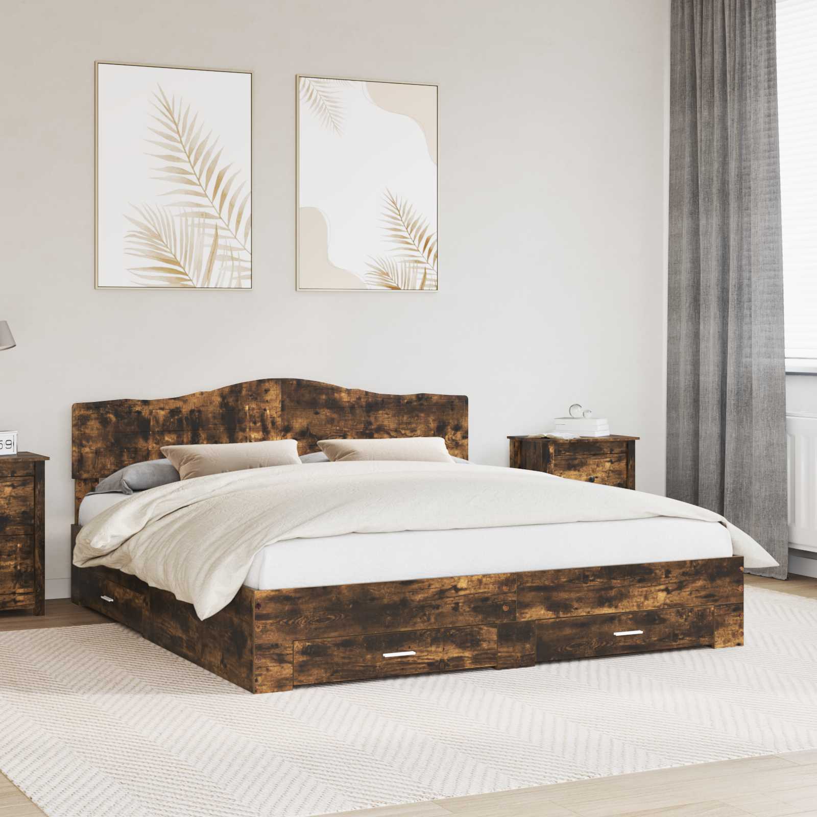 Estructura de cama con cabecera Gris Concreto 100 x 200 cm