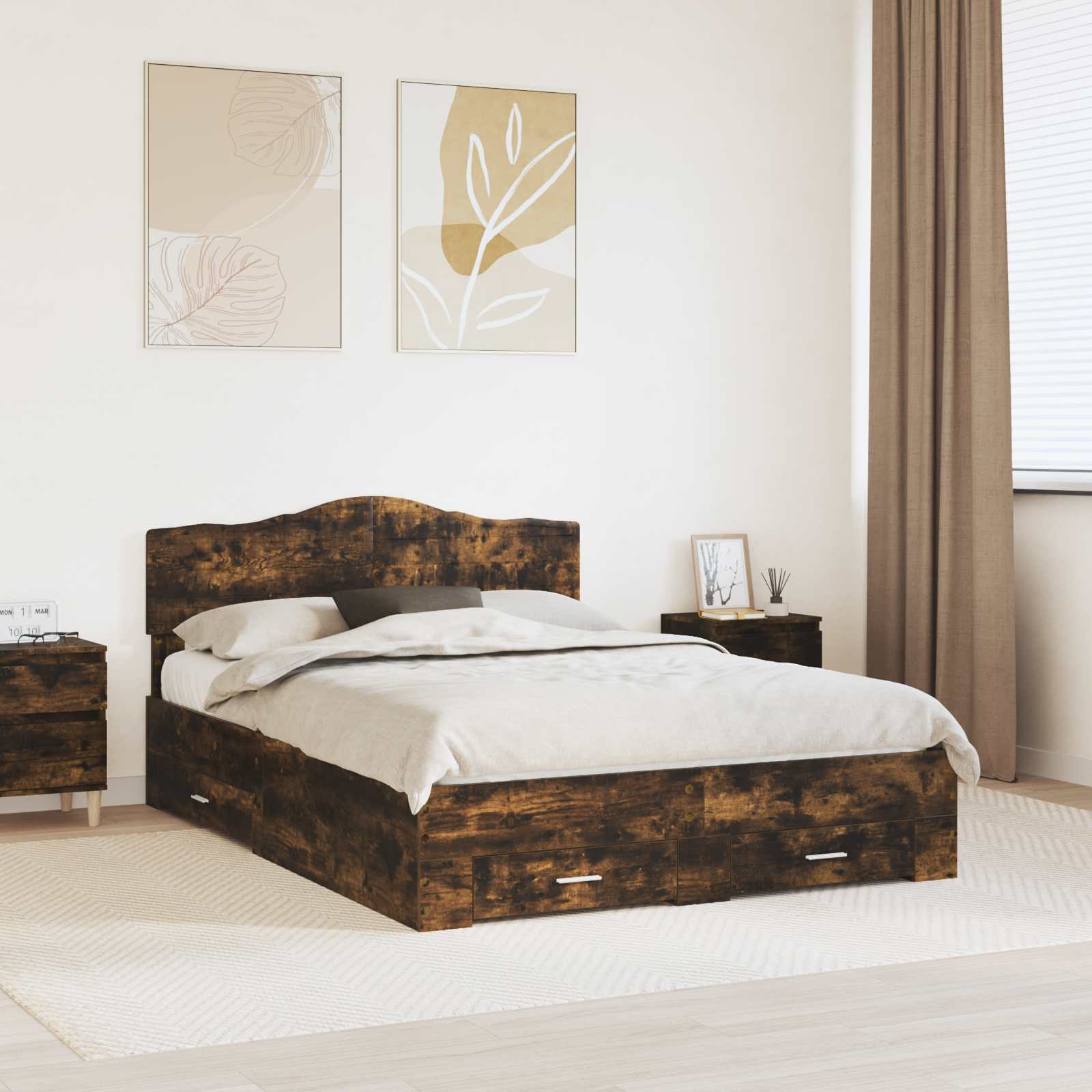 Estructura de cama con cabecera Gris Concreto 100 x 200 cm