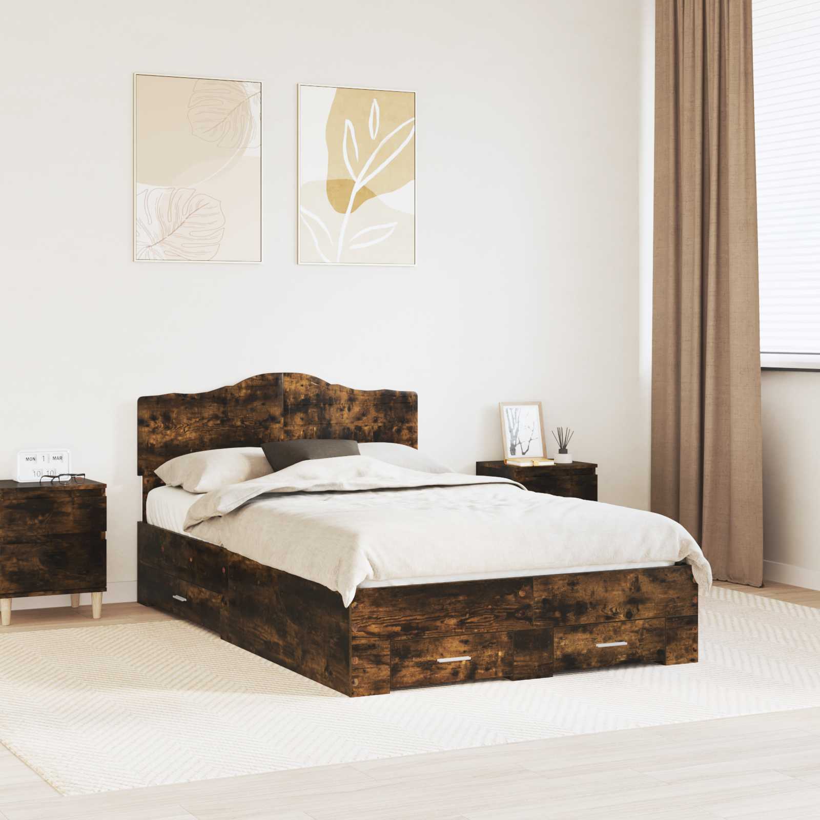 Estructura de cama con cabecera Gris Concreto 100 x 200 cm