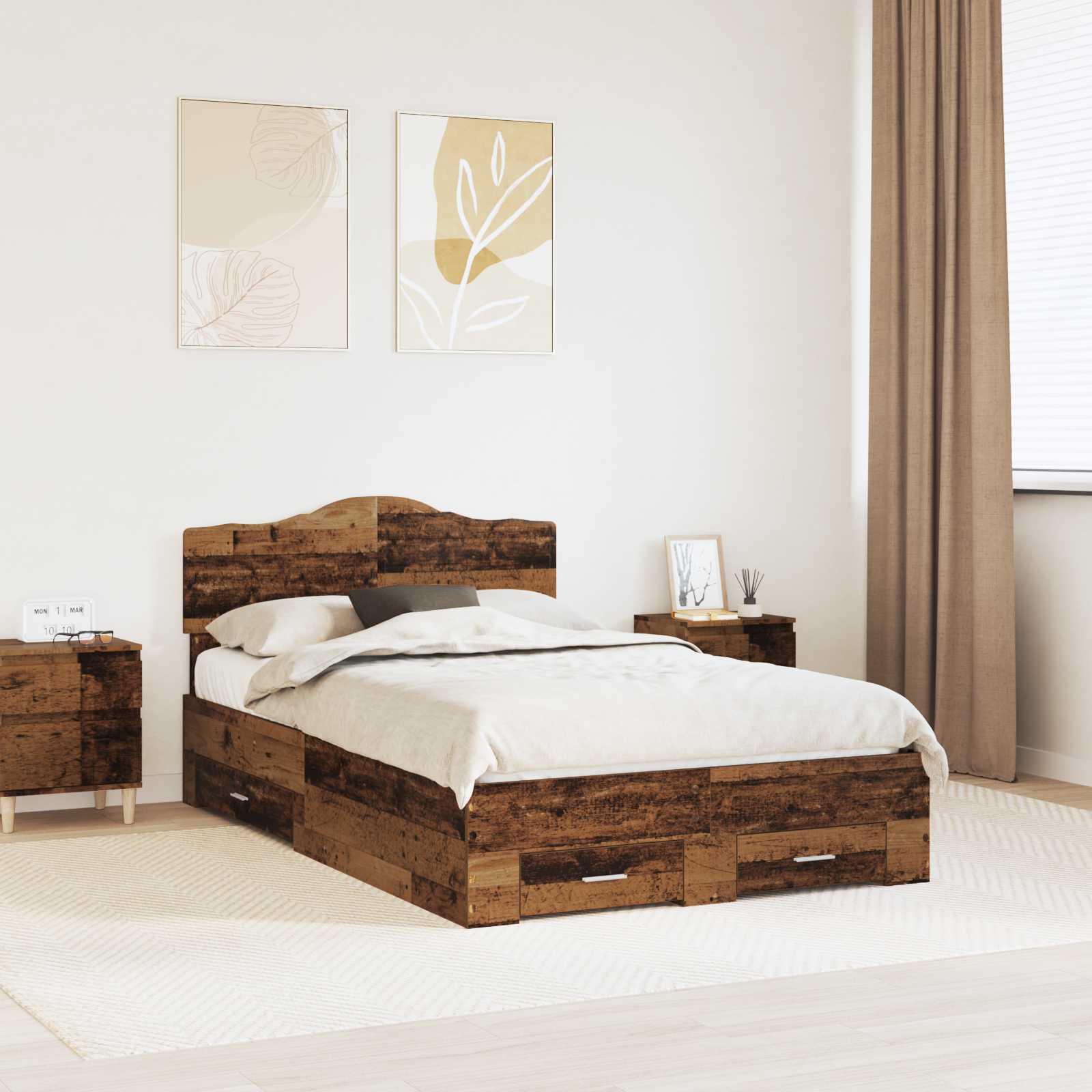 Estructura de cama con cabecera Gris Concreto 100 x 200 cm