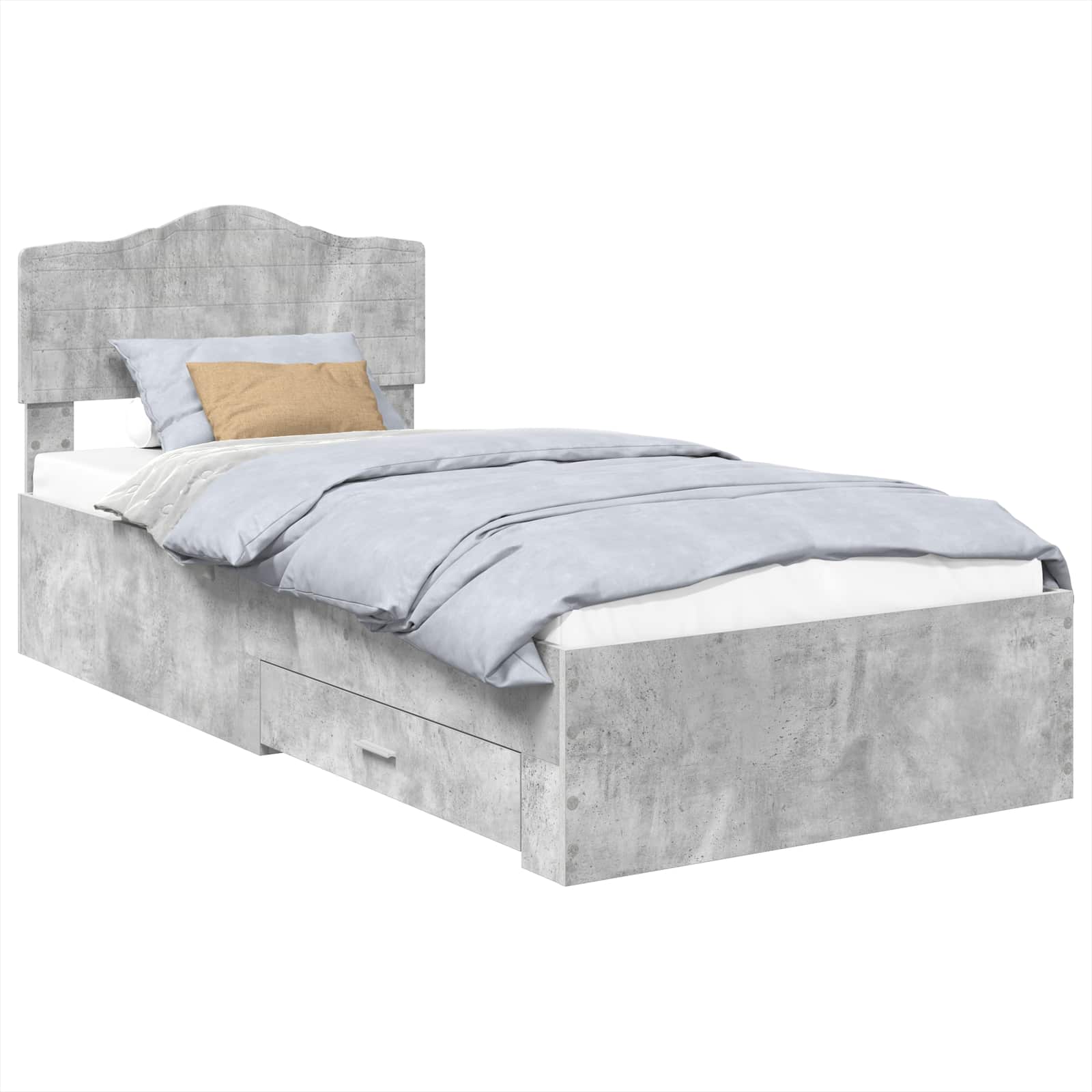 Estructura de cama con cabecera Gris Concreto 100 x 200 cm