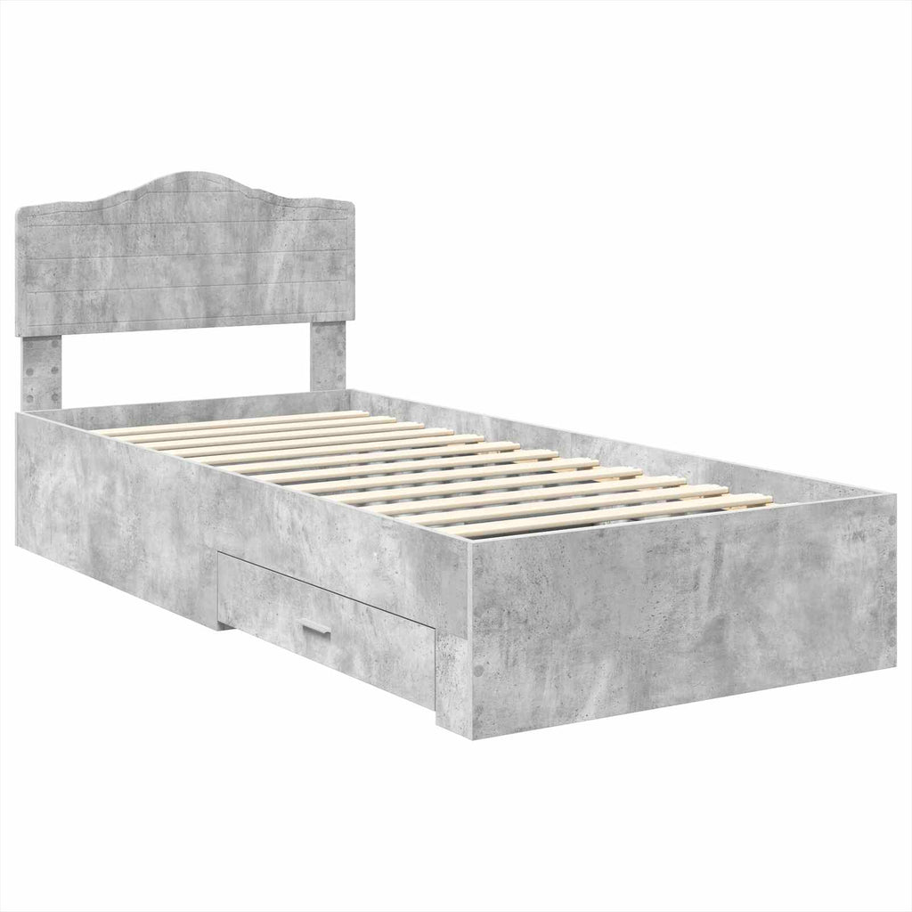Estructura de cama con cabecera Gris Concreto 100 x 200 cm