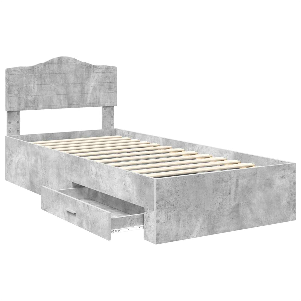 Estructura de cama con cabecera Gris Concreto 100 x 200 cm
