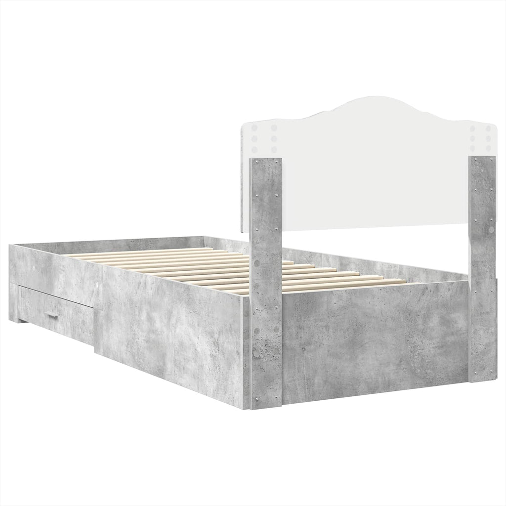 Estructura de cama con cabecera Gris Concreto 100 x 200 cm