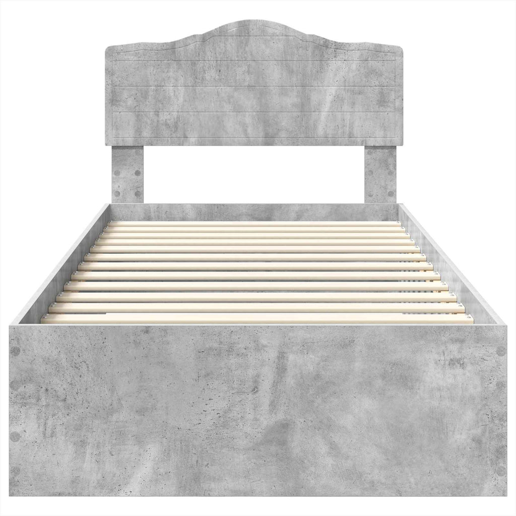 Estructura de cama con cabecera Gris Concreto 100 x 200 cm