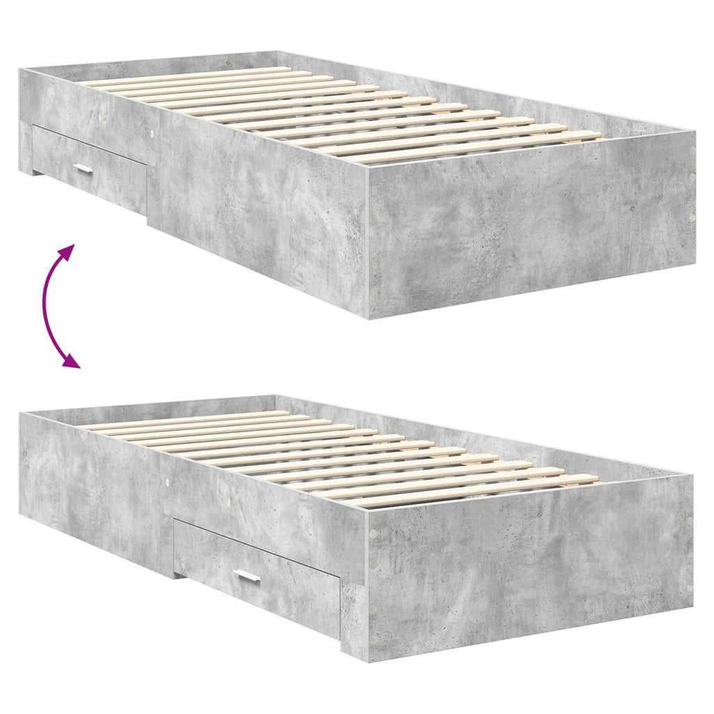 Estructura de cama con cabecera Gris Concreto 100 x 200 cm