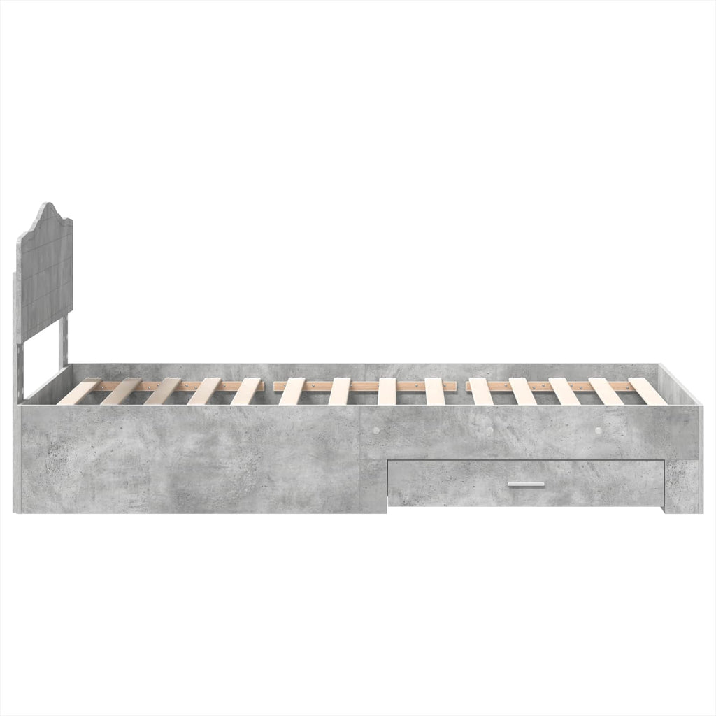 Estructura de cama con cabecera Gris Concreto 100 x 200 cm