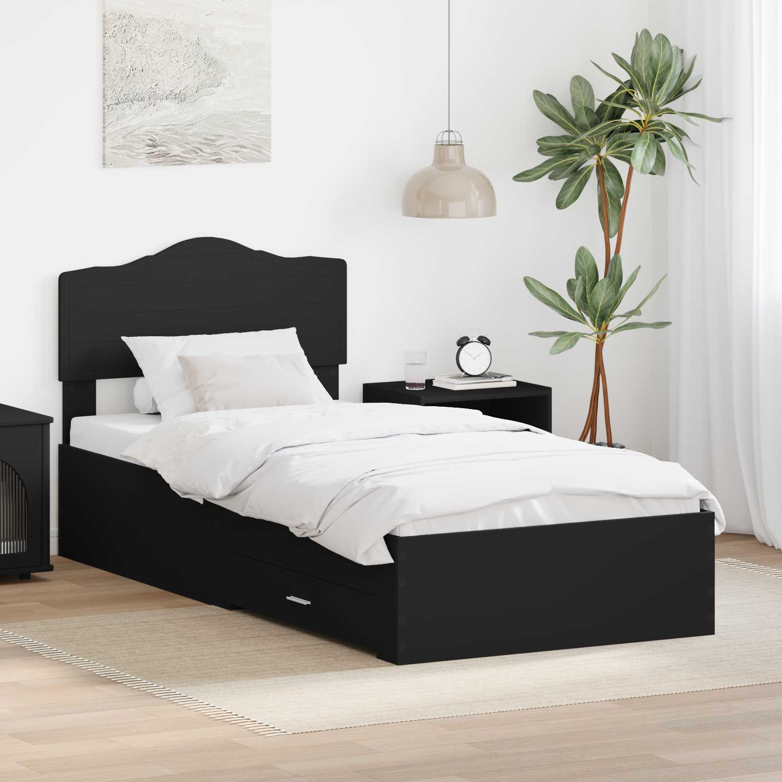 Estructura de cama con cabecera Gris Concreto 100 x 200 cm