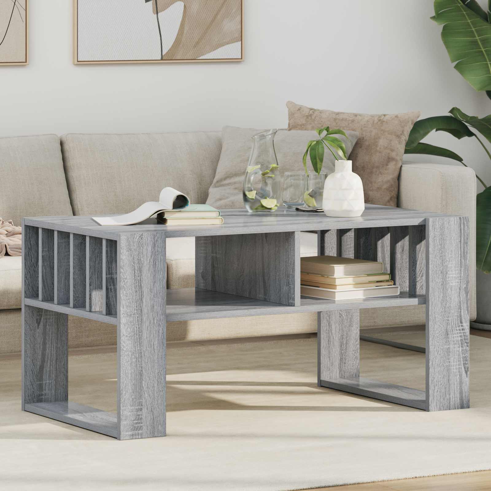 Sonoma Grey Coffee Table 66 x 49.5 x 45 cm Engineered Wood