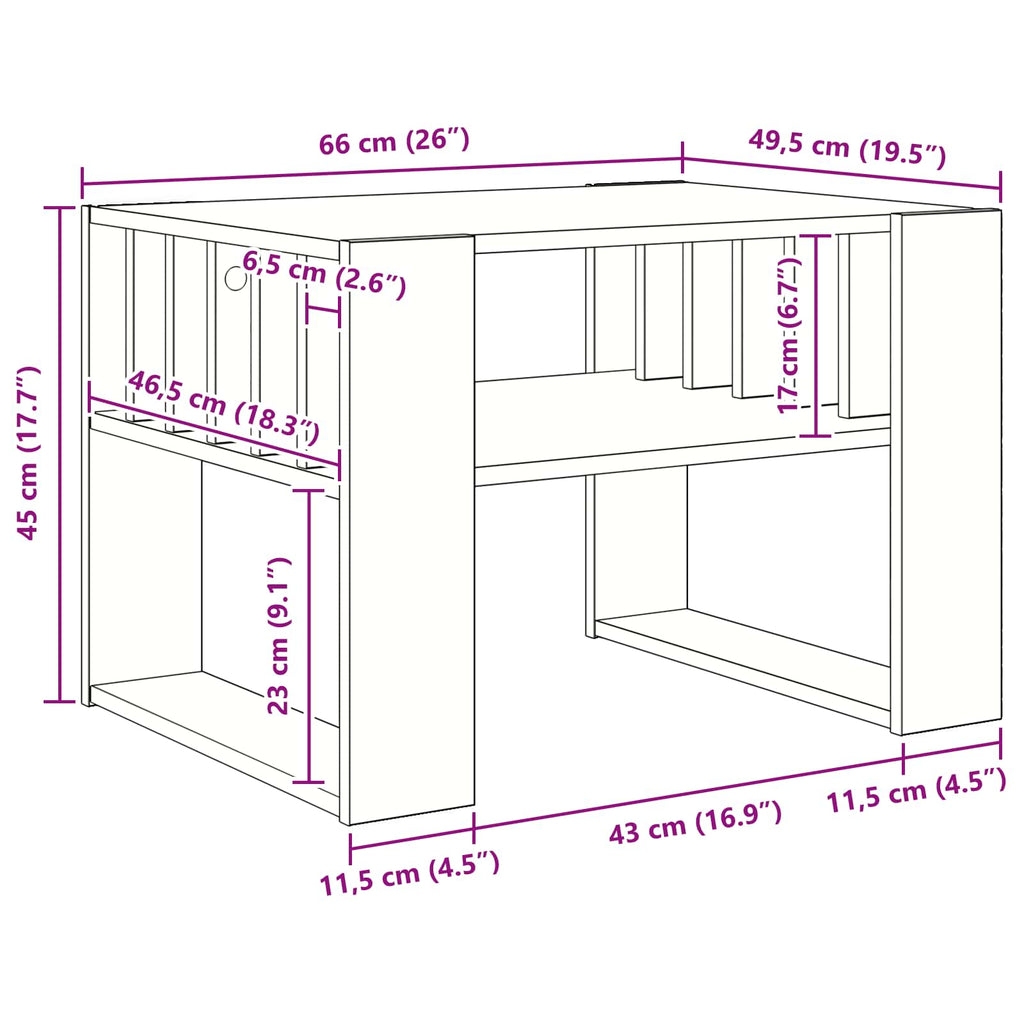 Mesa de Café 66 x 49,5 x 45 cm Madera de ingeniería