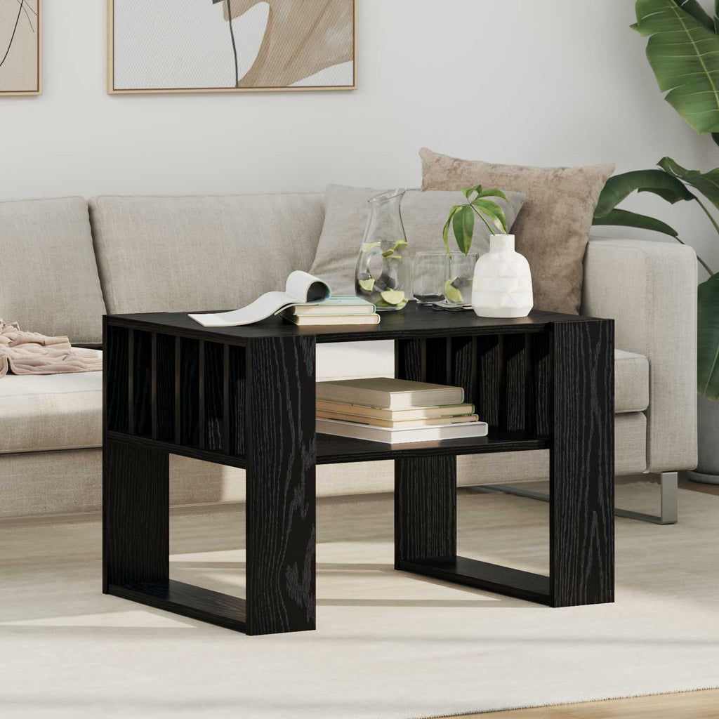 Mesa de Café Roble Negro 66 x 49,5 x 45 cm Madera de ingeniería