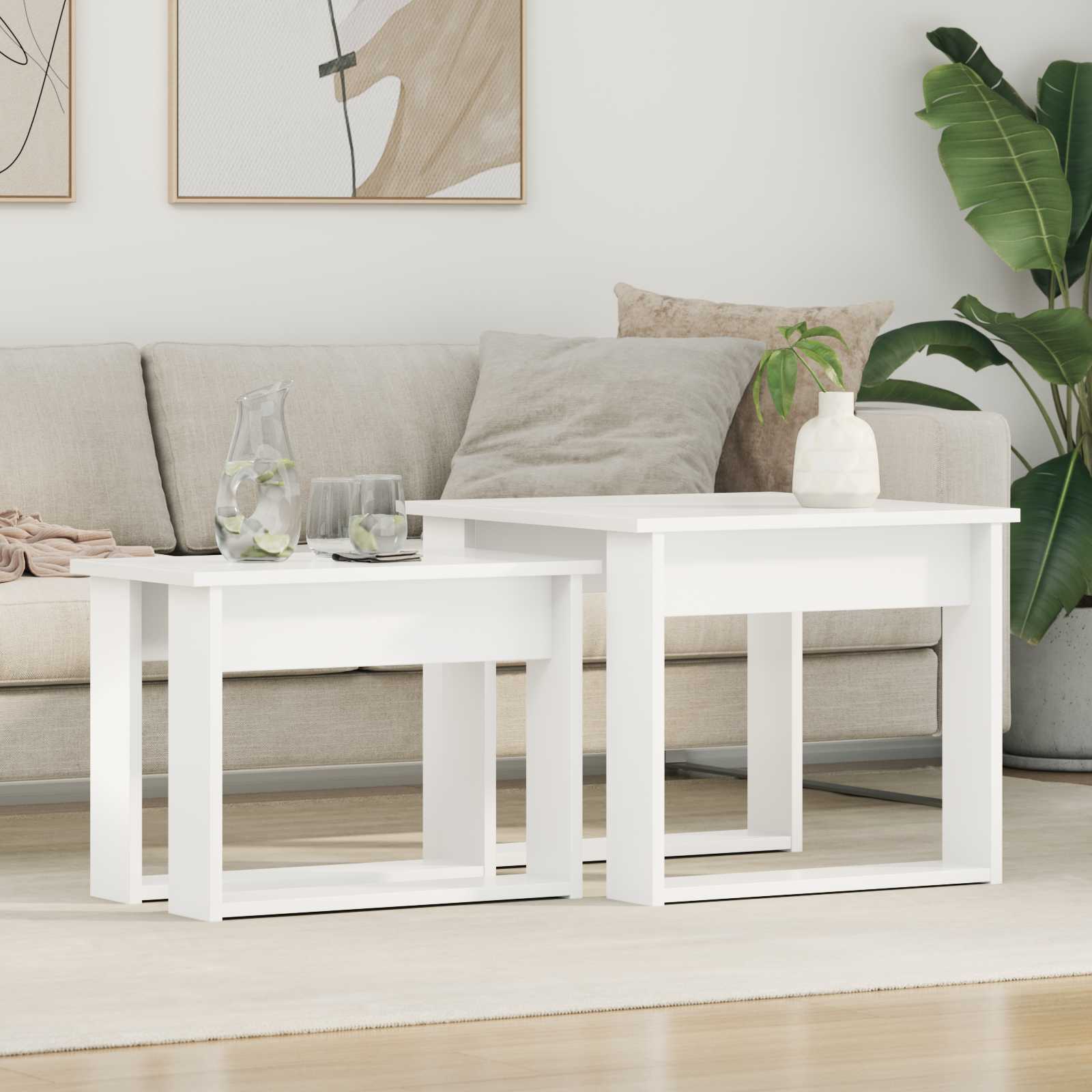 2 Piece Concrete Grey Coffee Table Set