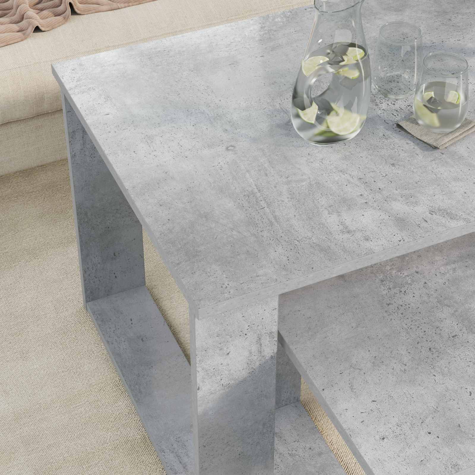 Juego de Mesas de Centro 2 pcs Gris Concreto