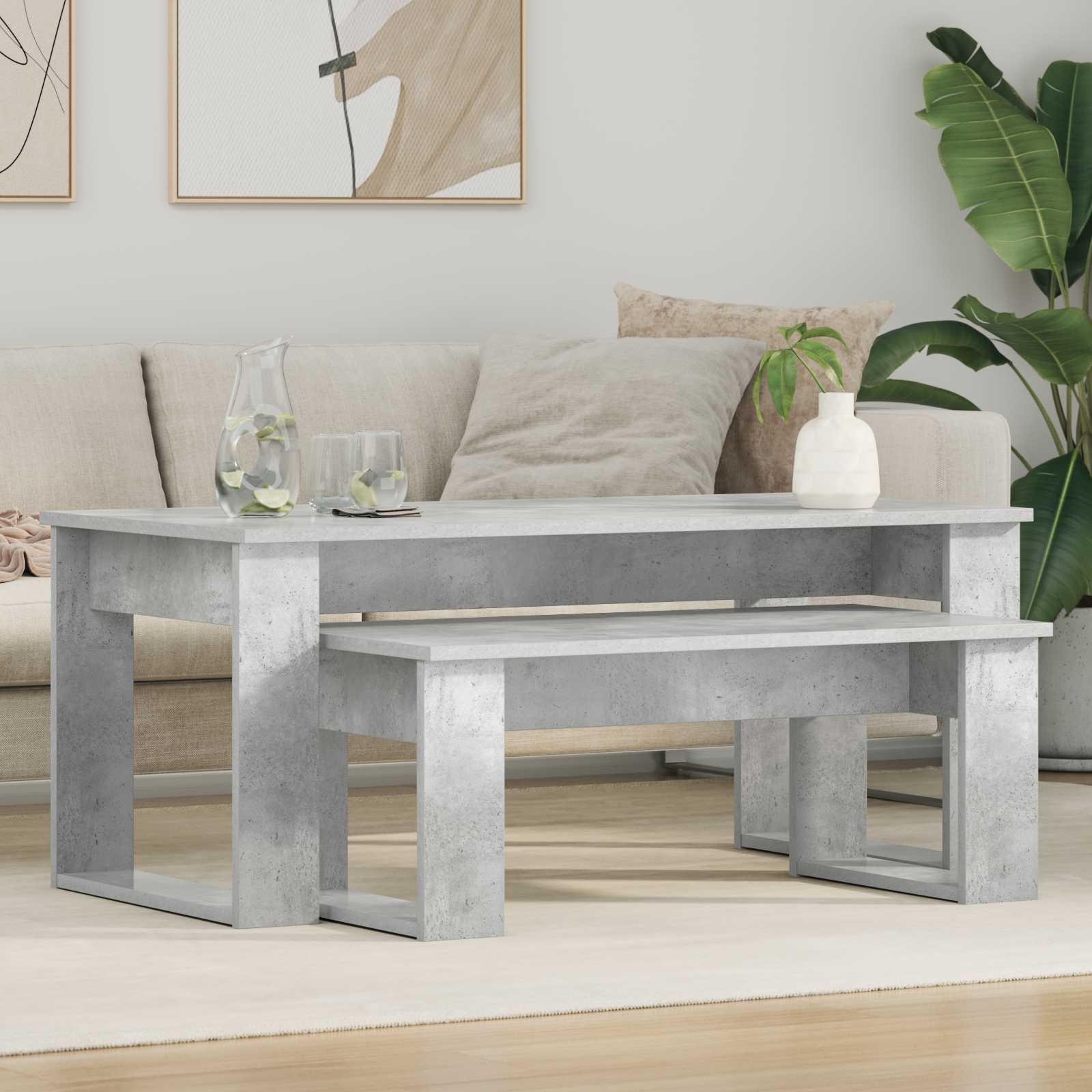 Juego de Mesas de Centro 2 pcs Gris Concreto
