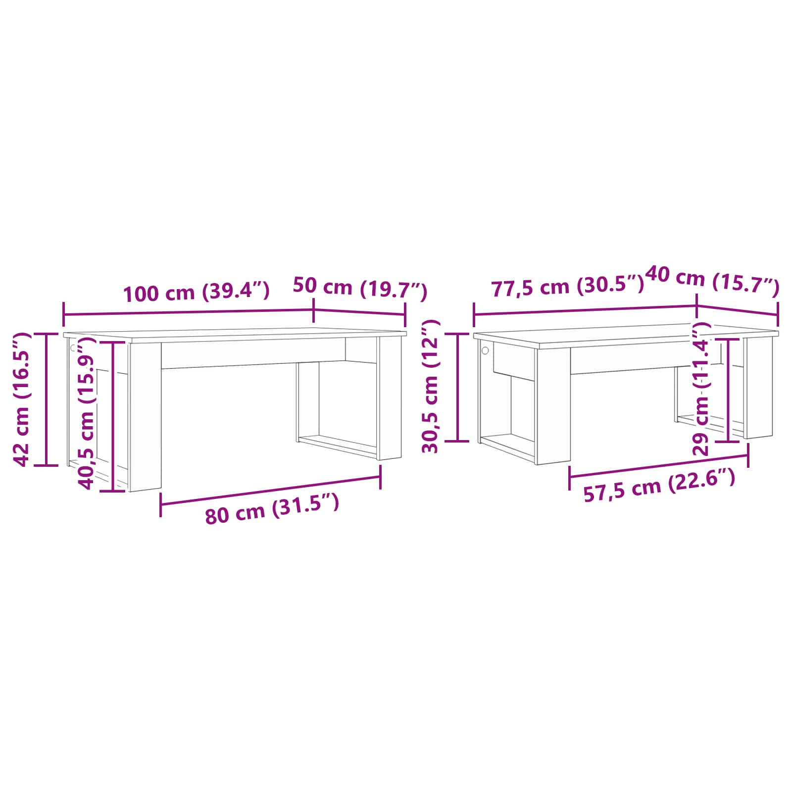 Juego de Mesas de Centro 2 pcs Gris Concreto