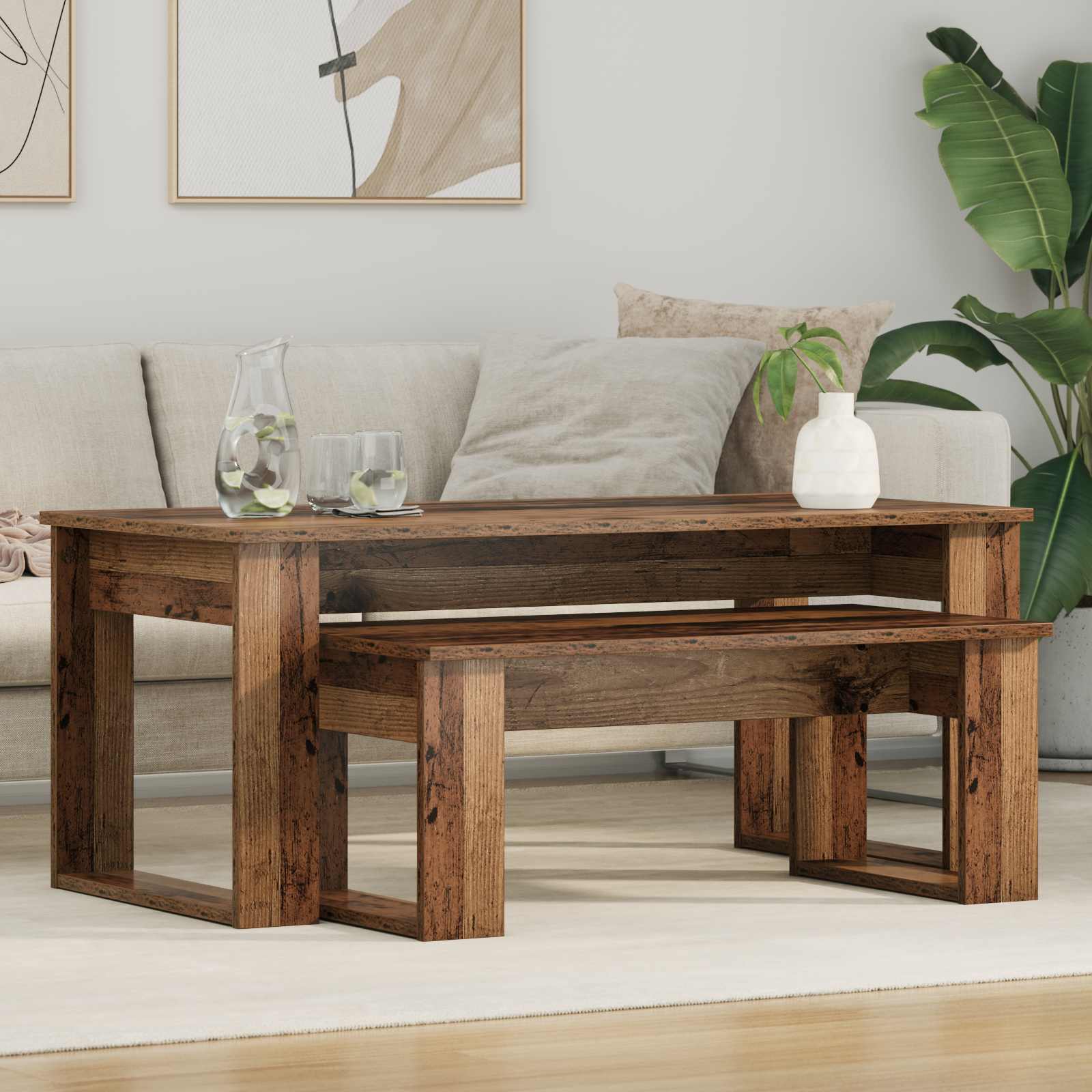2 pcs Concrete Grey Coffee Table Set