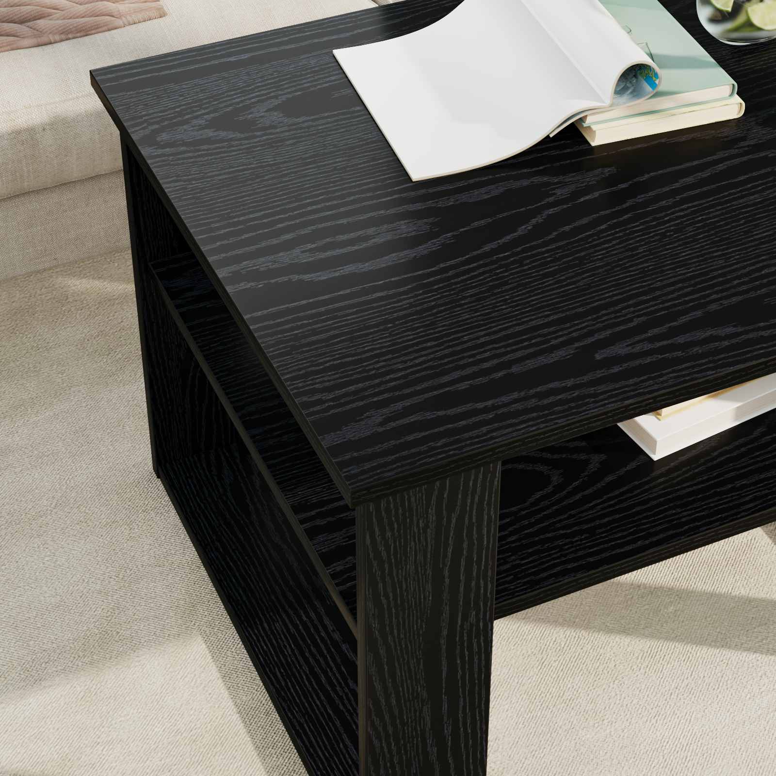 Mesa de Café Roble Negro 64 x 54 x 44 cm Madera de ingeniería