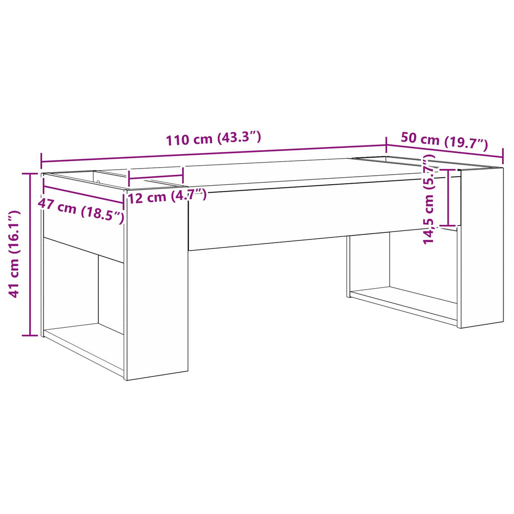Mesa de Café 110 x 50 x 41 cm Madera de ingeniería