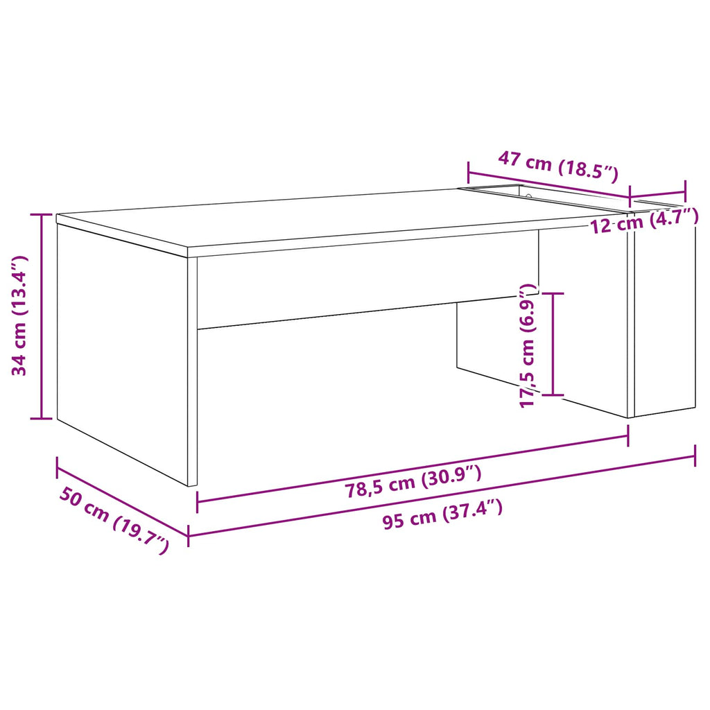 Mesa de Café 95 x 50 x 34 cm Madera de ingeniería