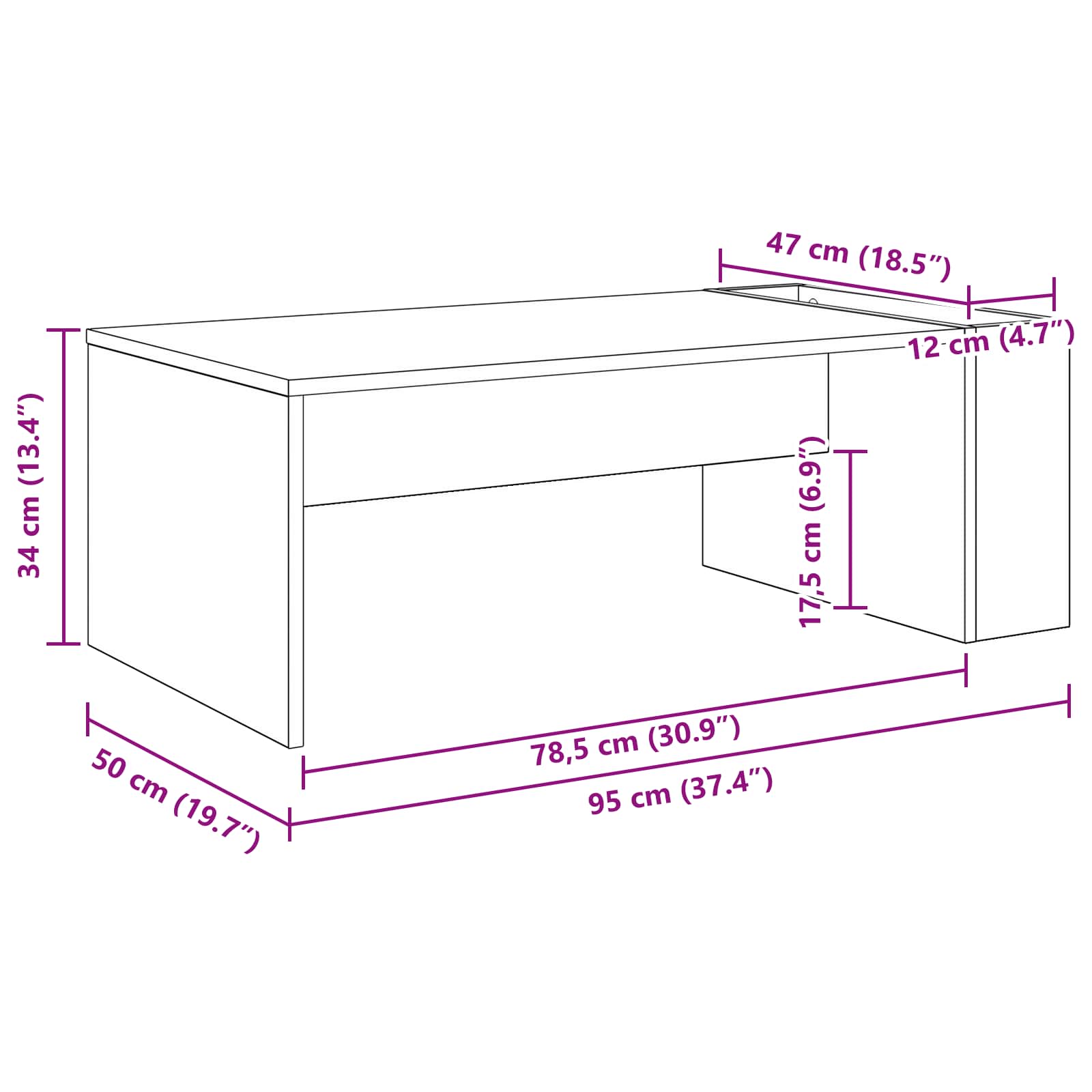 Mesa de Café 95 x 50 x 34 cm Madera de ingeniería