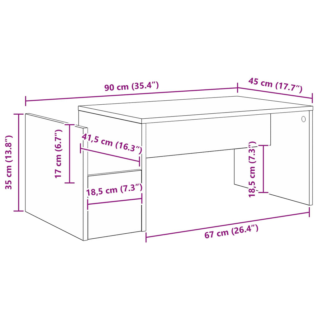 Mesa de Café 90 x 45 x 35 cm Madera de ingeniería