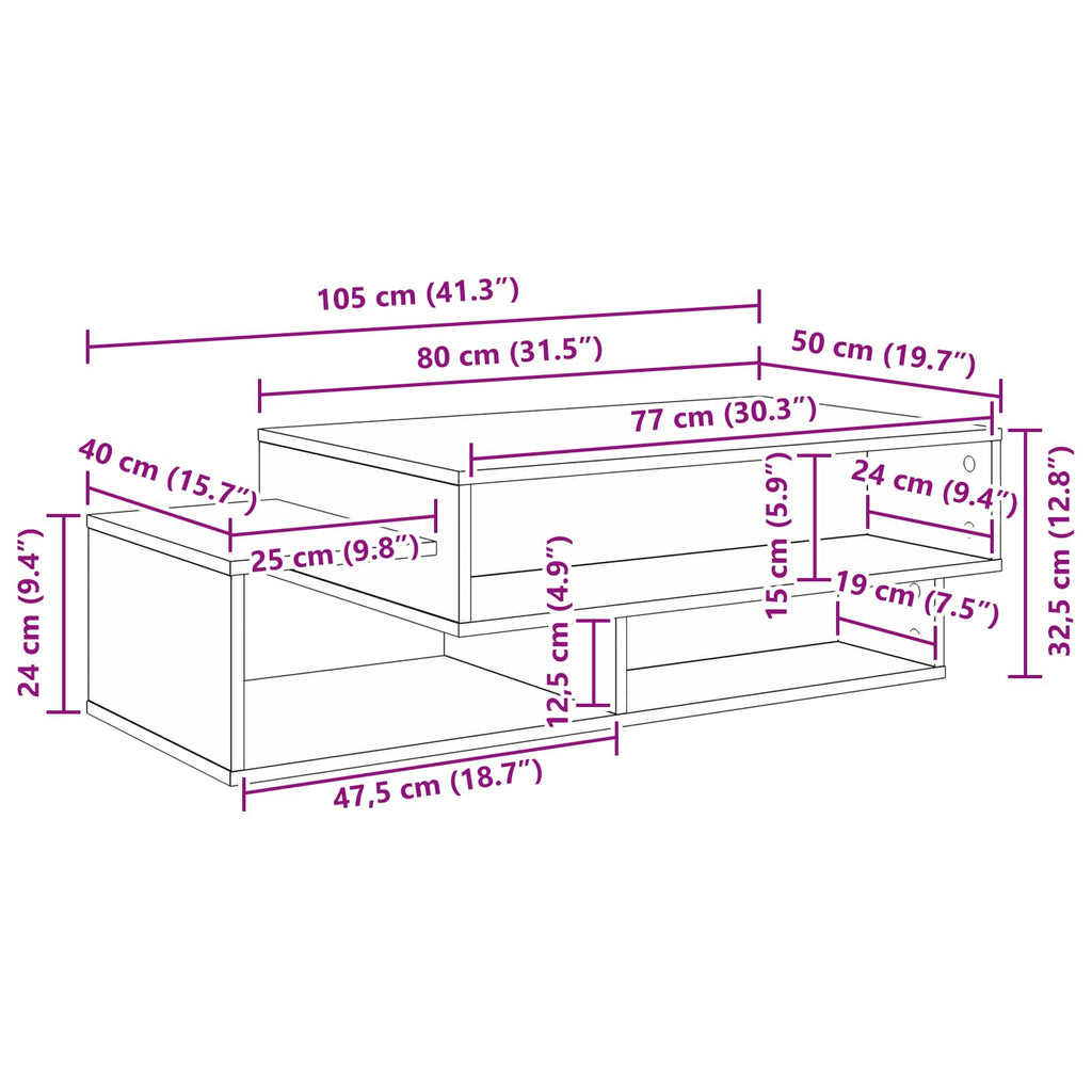 Mesa de Café 105 x 50 x 32,5 cm Madera de ingeniería