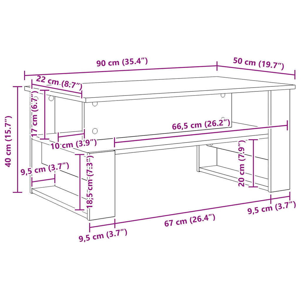 Mesa de Café 90 x 50 x 40 cm Madera de ingeniería
