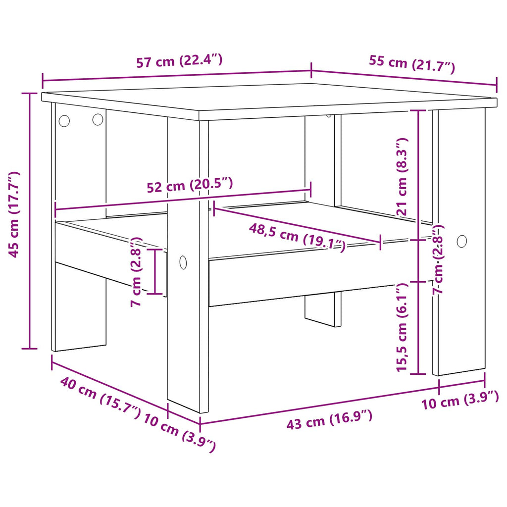 Mesa de Café Roble ahumado 57 x 55 x 45 cm Madera de ingeniería