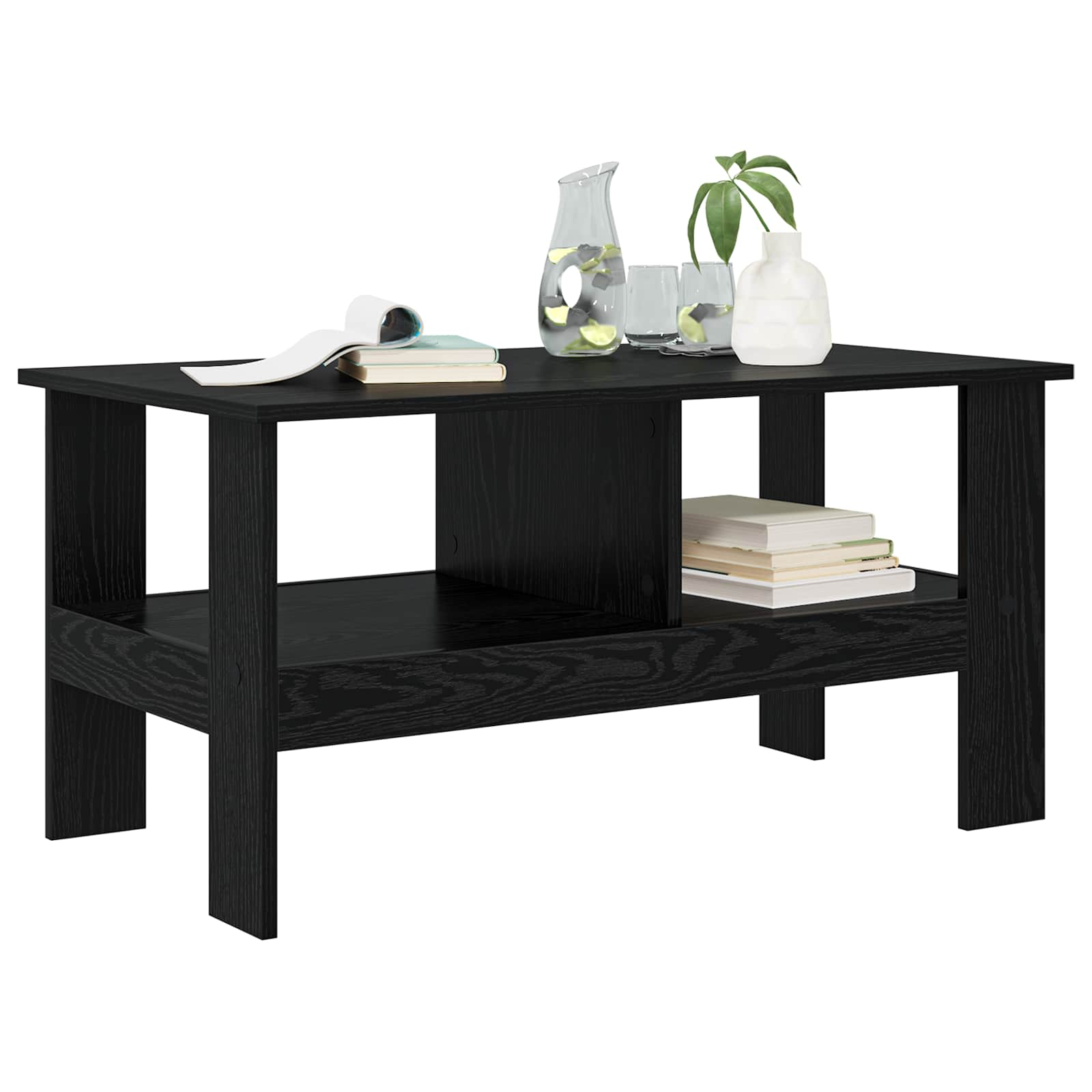 Mesa de Café Roble Negro 90 x 50 x 45 cm Madera de ingeniería