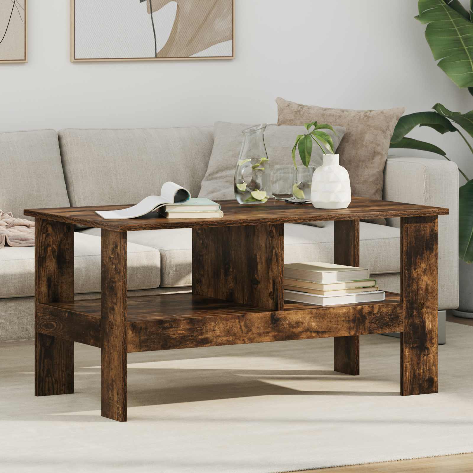 Smoked Oak Coffee Table 57 x 55 x 45 cm Engineered Wood