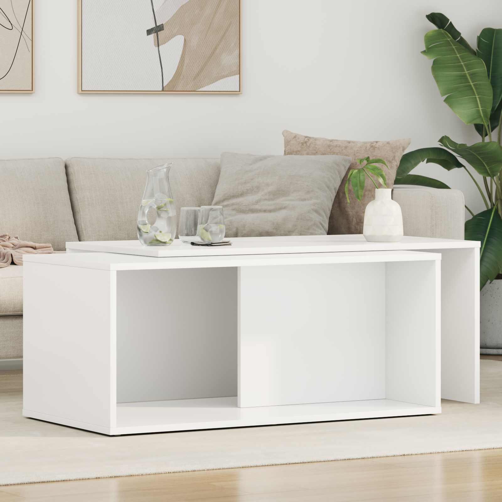 2 Piece Concrete Grey Coffee Table Set