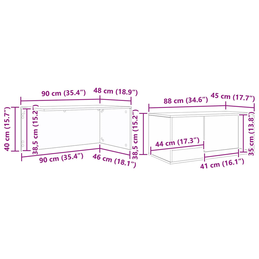 Juego de Mesas de Centro 2 pcs Gris Concreto