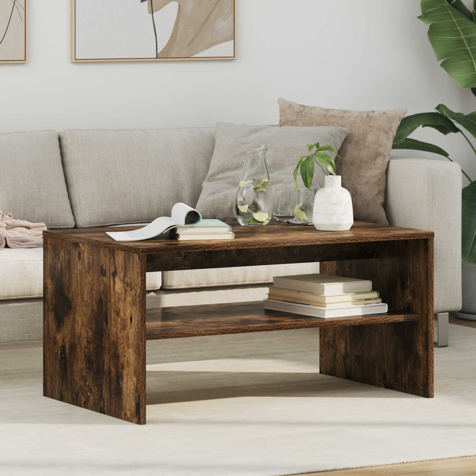 Smoked Oak Coffee Table 100 x 50 x 40 cm