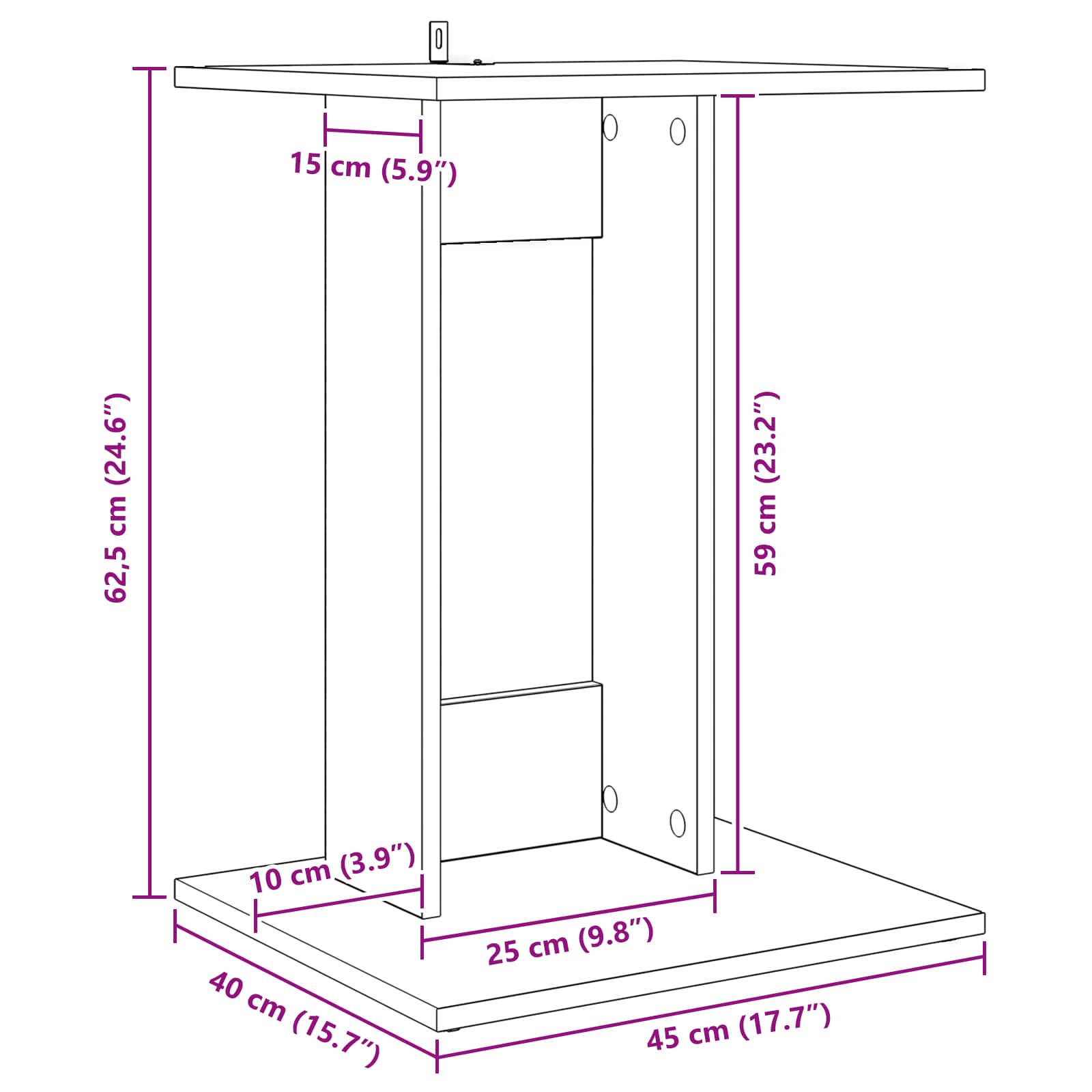 Mesa lateral 45 x 40 x 62,5 cm Madera de ingeniería