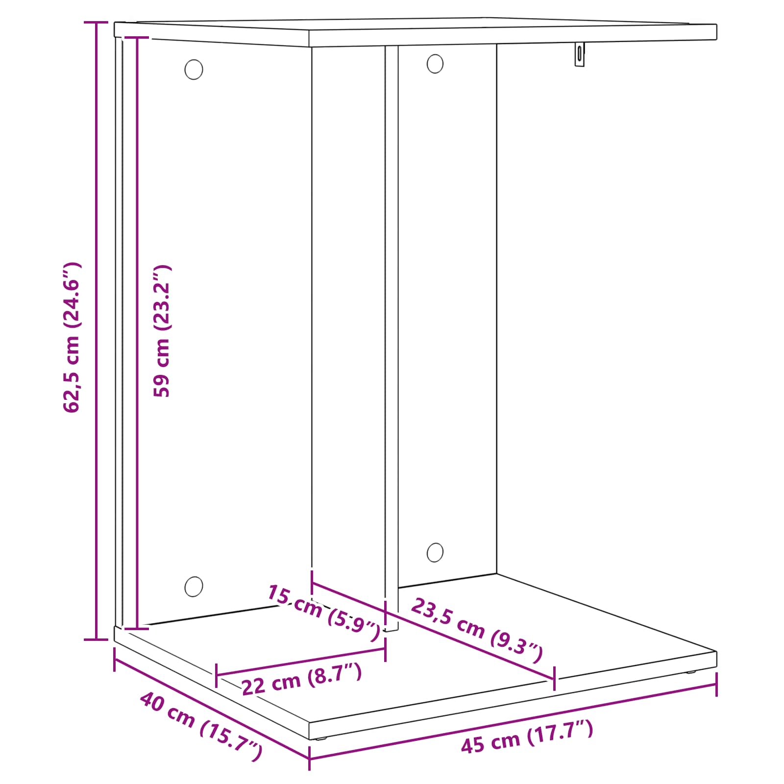 Mesa lateral 45 x 40 x 62,5 cm Madera de ingeniería