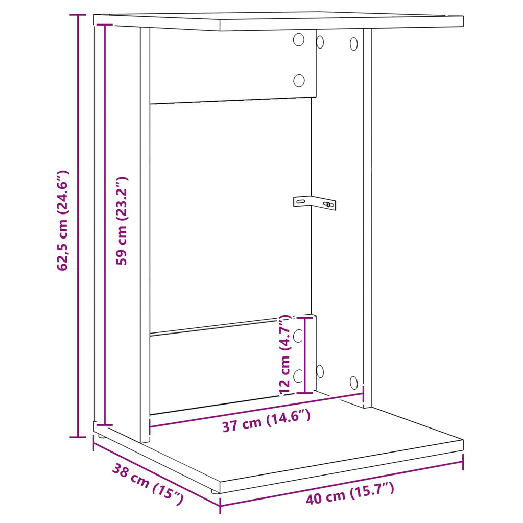 Mesa lateral 40 x 38 x 62,5 cm Madera de ingeniería