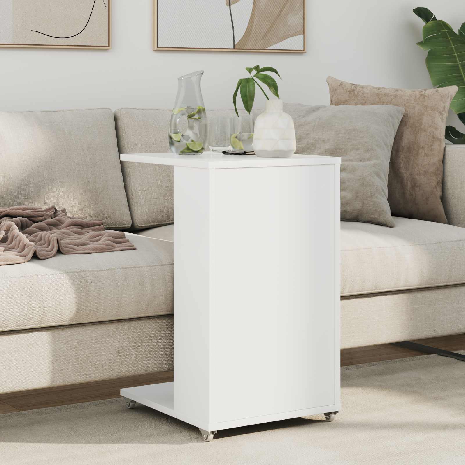 Mesa lateral con rueda 40 x 35 x 60 cm Madera de ingeniería