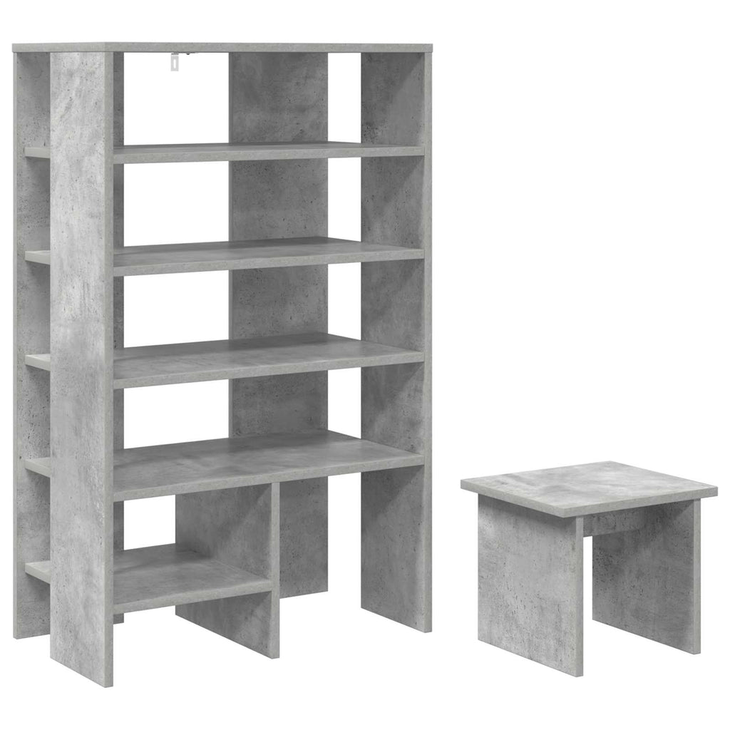 Armario Zapatero 2 pcs Gris Concreto Madera de ingeniería