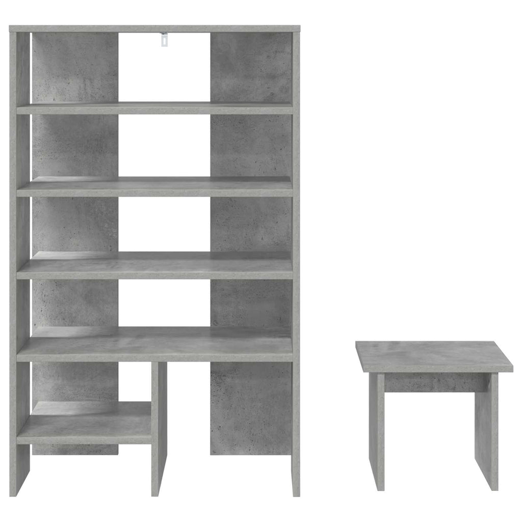 Armario Zapatero 2 pcs Gris Concreto Madera de ingeniería