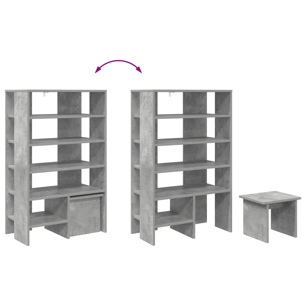 Armario Zapatero 2 pcs Gris Concreto Madera de ingeniería