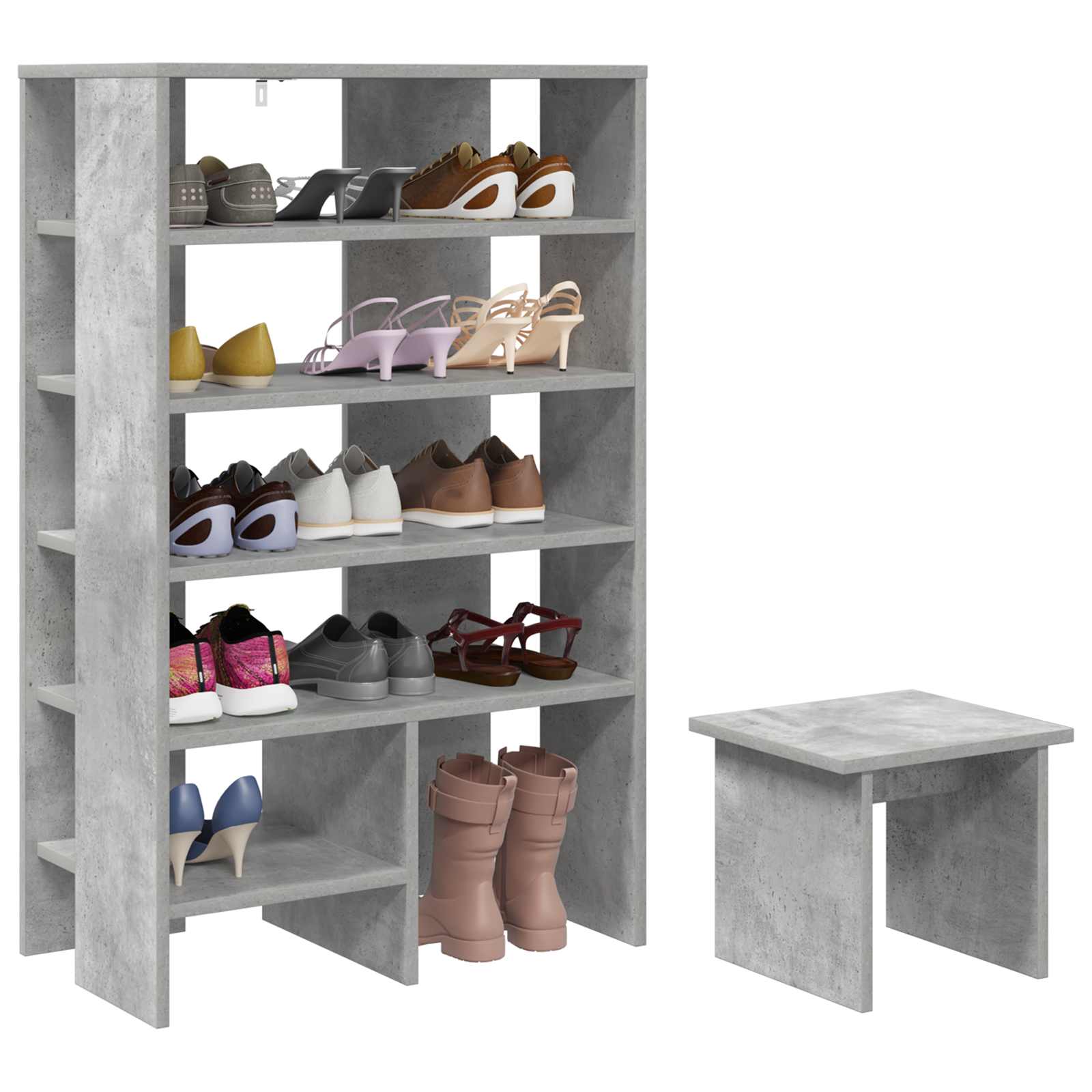 Armario Zapatero 2 pcs Gris Concreto Madera de ingeniería