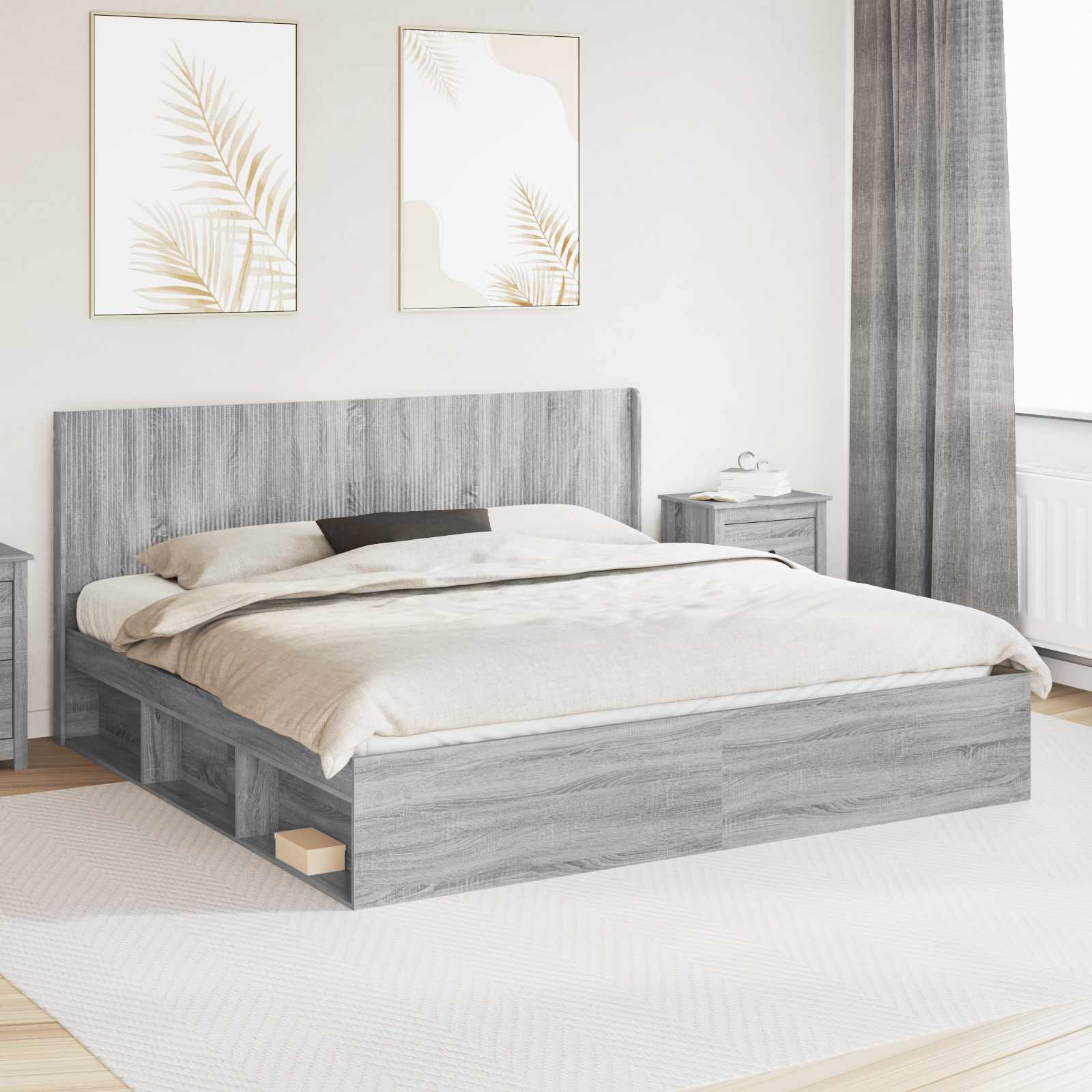 Estructura de cama con almacenamiento y cabecero