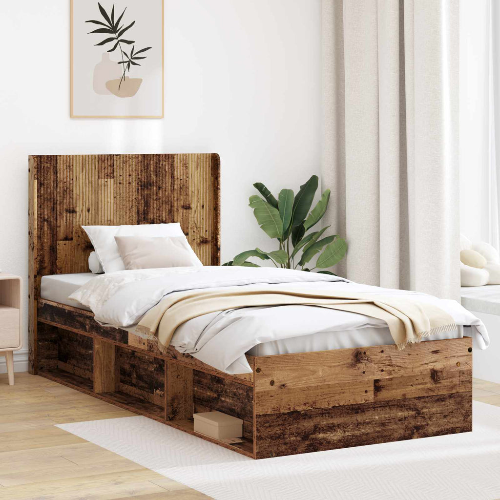 Estructura de cama con almacenamiento y cabecero