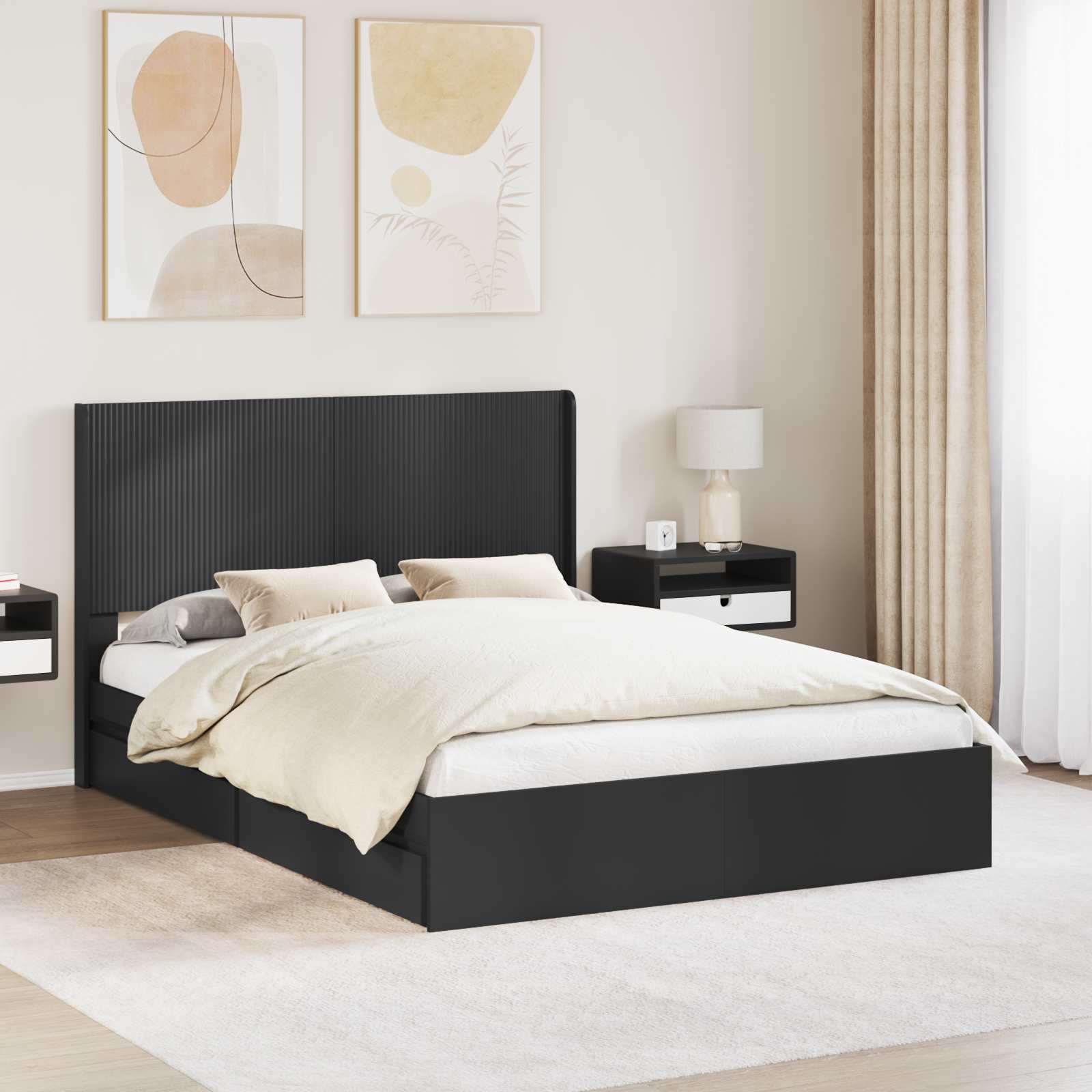 Estructura de cama con almacenamiento y cabecero 3 pcs