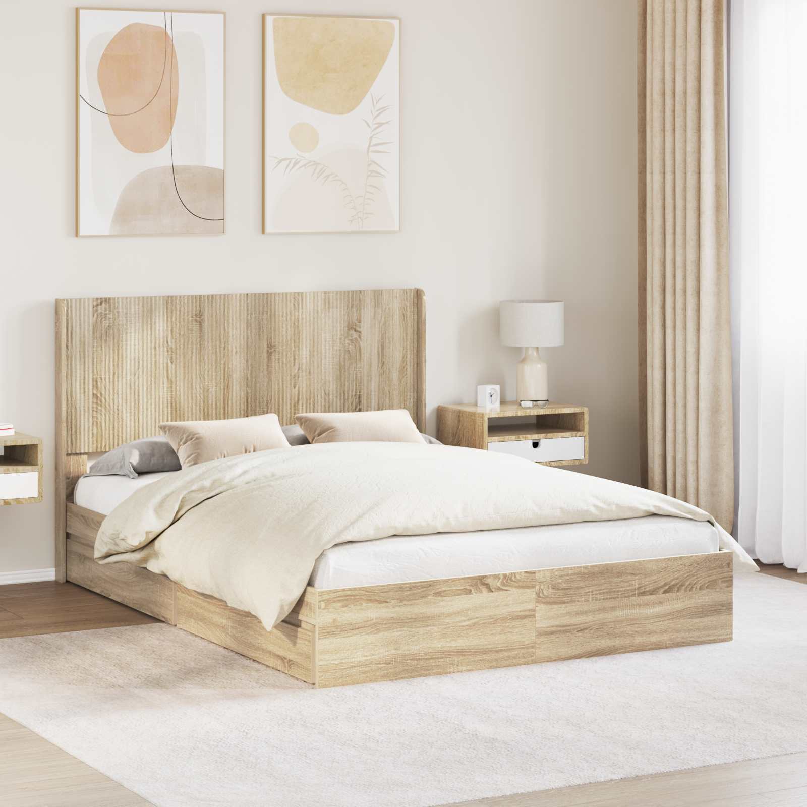 Estructura de cama con almacenamiento y cabecero 3 pcs